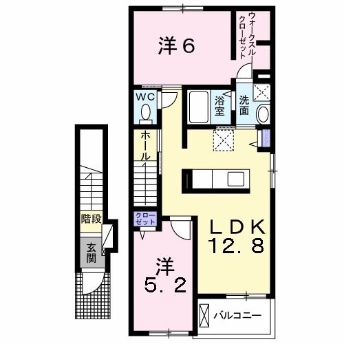 岡山市北区牟佐のアパートの間取り