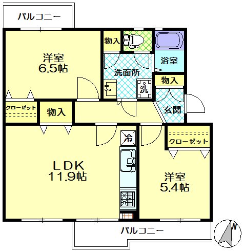 鹿島団地10-3の間取り