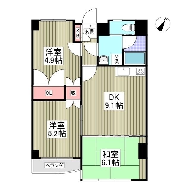 熊谷市宮前町のマンションの間取り