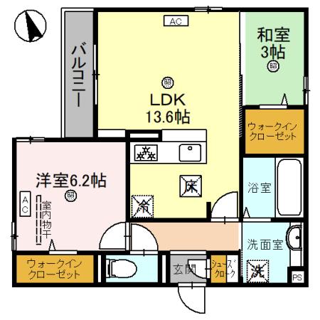 西宮市上甲子園のアパートの間取り