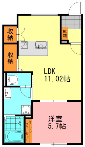 広島市安佐南区緑井のアパートの間取り