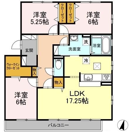 倉敷市中庄のアパートの間取り