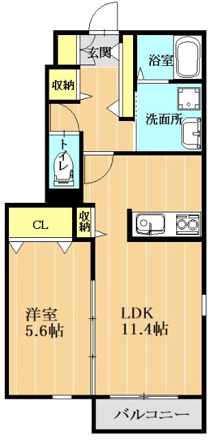 熊本市中央区平成のアパートの間取り