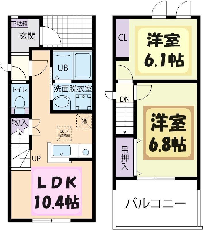 小山市大字粟宮のアパートの間取り