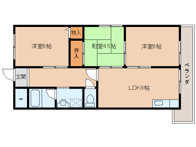 生駒市俵口町のマンションの間取り