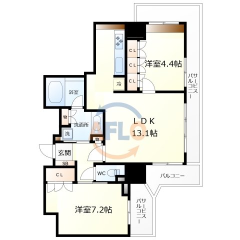 サンメゾン心斎橋セレブリテの間取り