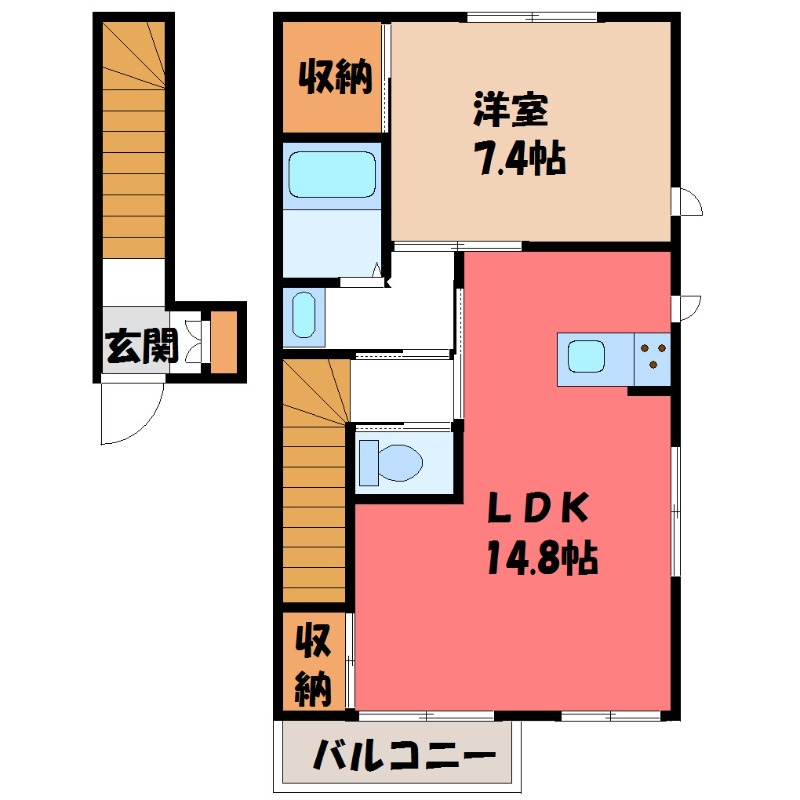 宇都宮市東戸祭のアパートの間取り