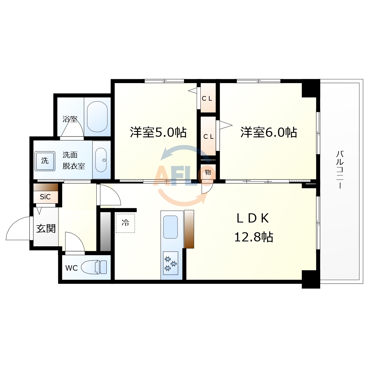 大阪市城東区今福西のマンションの間取り