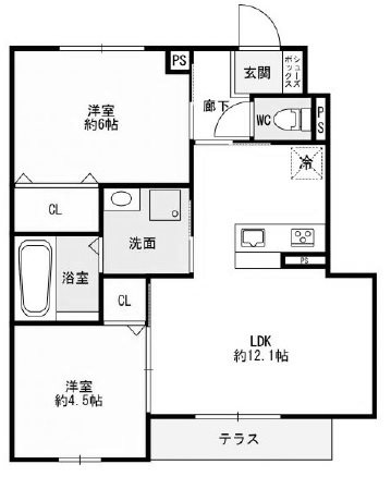 神戸市垂水区神和台のアパートの間取り