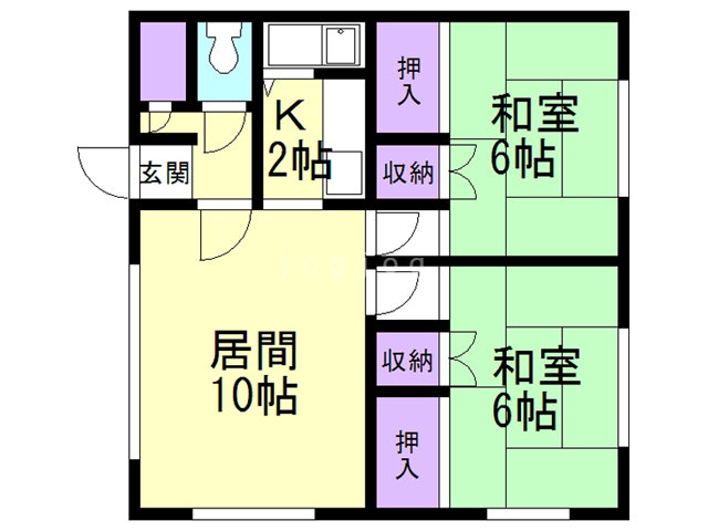 石狩市花川北六条のアパートの間取り