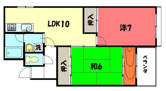 京都市左京区岡崎東天王町のマンションの間取り