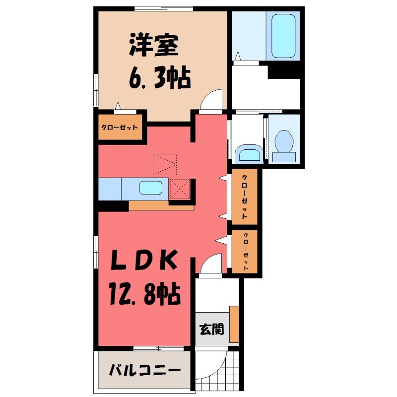 栃木市薗部町のアパートの間取り