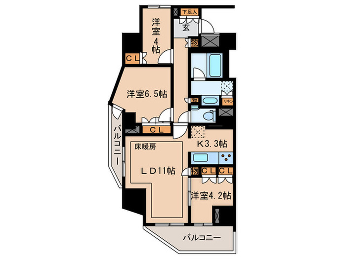 パ-クハウス市谷柳町の間取り写真