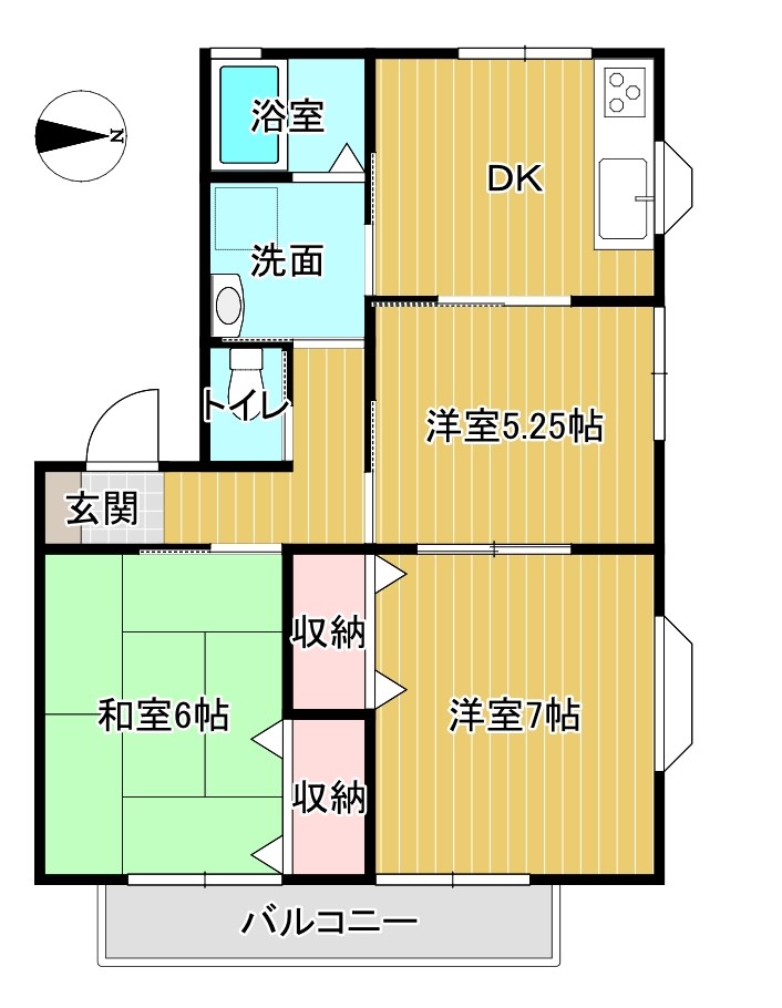 下関市豊浦町大字川棚のアパートの間取り