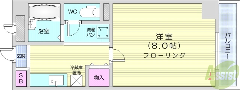 【仙台市若林区六丁の目南町のマンションの間取り】