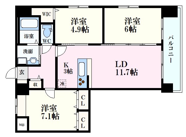 広島市中区宝町のマンションの間取り