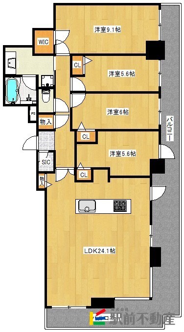 【久留米市中央町のマンションの間取り】