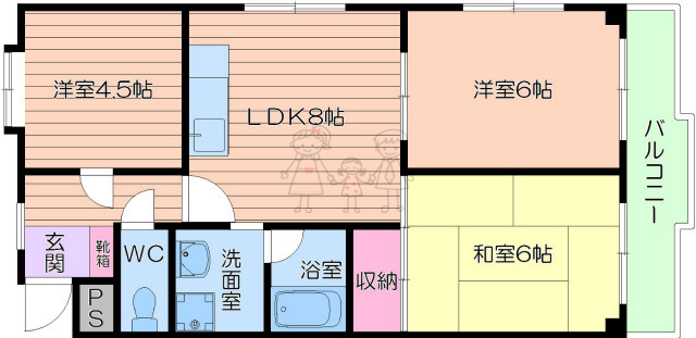 大阪市東住吉区西今川のマンションの間取り