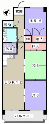 広島市西区井口のマンションの間取り