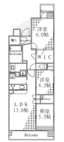 【墨田区江東橋のマンションの間取り】