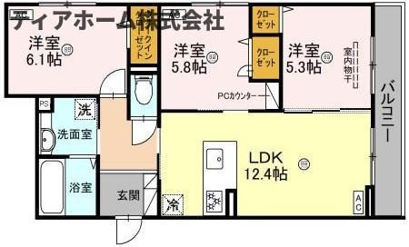 葛城市北花内のマンションの間取り