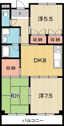 高知市高須新町のマンションの間取り