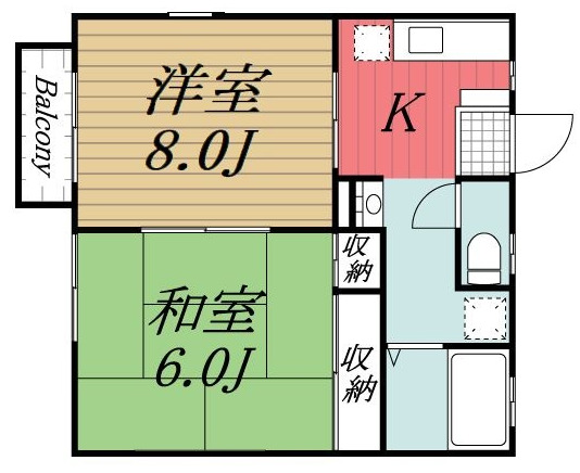 千葉市若葉区大宮台のアパートの間取り