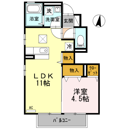 鳥栖市原古賀町のアパートの間取り