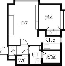 札幌市北区北六条西のマンションの間取り