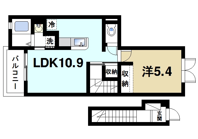 天理市田部町のアパートの間取り