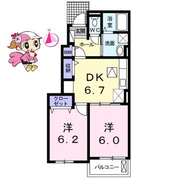 板野郡北島町中村のアパートの間取り