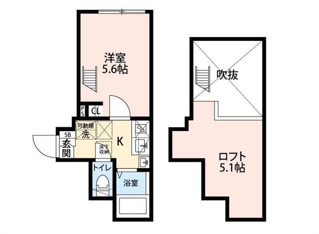 川崎市中原区上丸子山王町のアパートの間取り