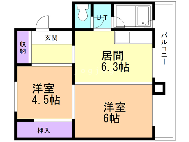 札幌市手稲区富丘一条のマンションの間取り