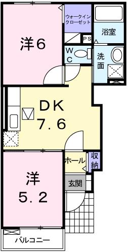 岡山市北区御津宇垣のアパートの間取り