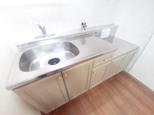 キッチン　ガスコンロ設置タイプ、調理スペースがある綺麗なキッチン