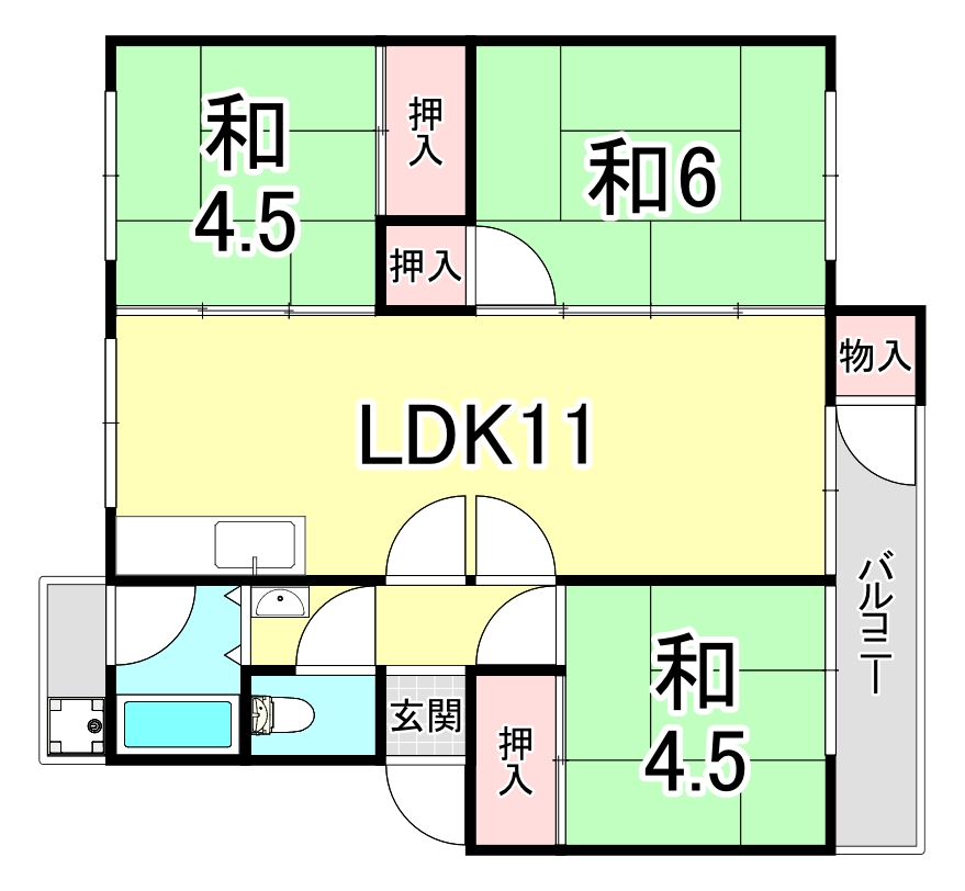 狩口台住宅33号棟の間取り写真