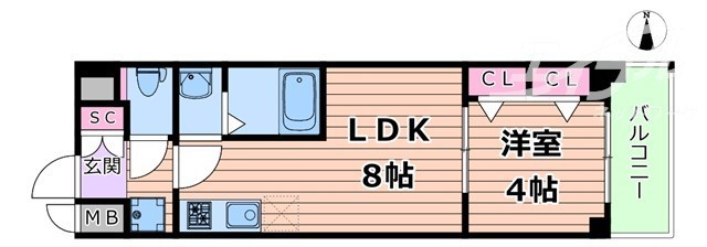 北大阪急行 江坂駅 徒歩17分 5階建 築2年の間取り写真