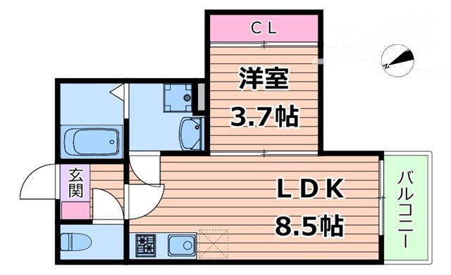 阪急京都線 相川駅 徒歩2分 3階建 築2年の間取り写真