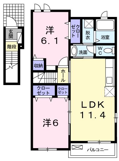 福山市駅家町大字今岡のアパートの間取り