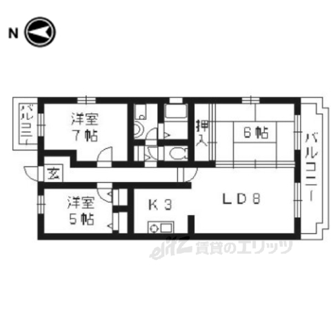 【京都市南区久世中久世町４丁目のマンションの間取り】