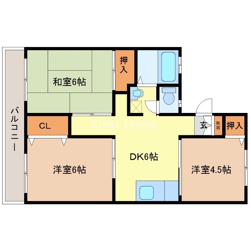 和歌山市布施屋のアパートの間取り