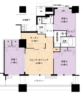 名古屋市中村区名駅のマンションの間取り