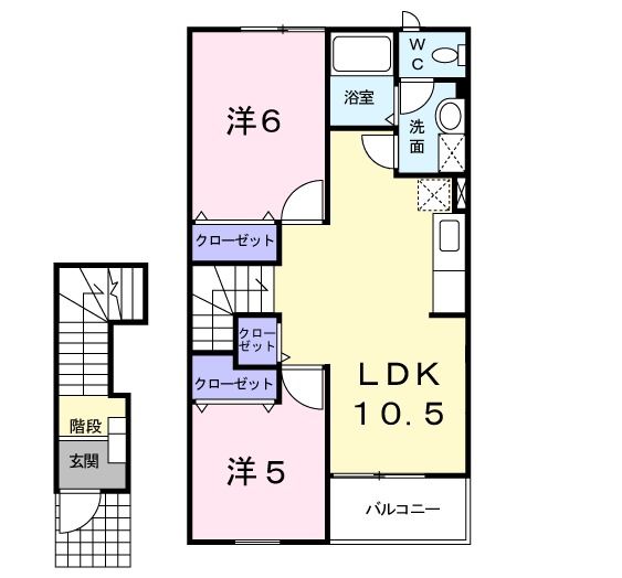 瀬戸内市長船町土師のアパートの間取り