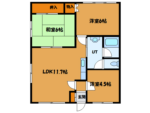 函館市大森町のアパートの間取り