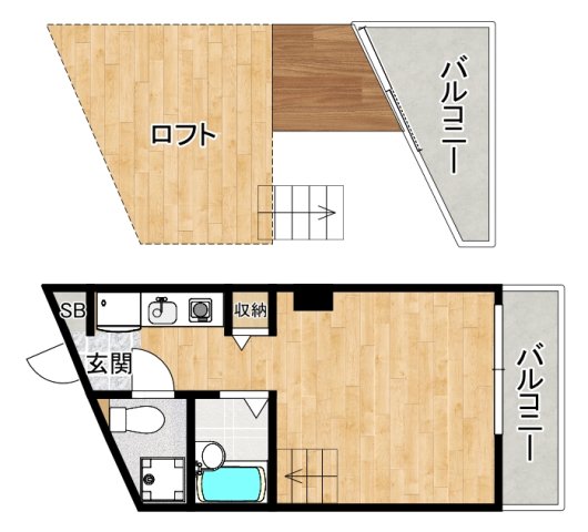 箕面市半町のアパートの間取り