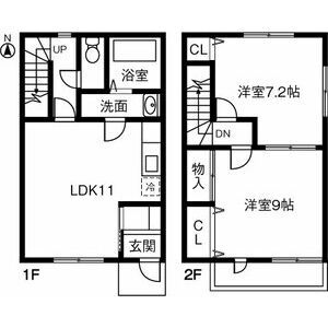 稲沢市祖父江町本甲のアパートの間取り