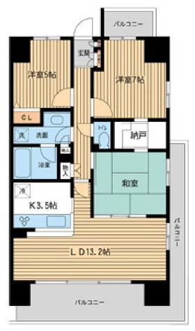 【千葉市中央区中央港のマンションの間取り】