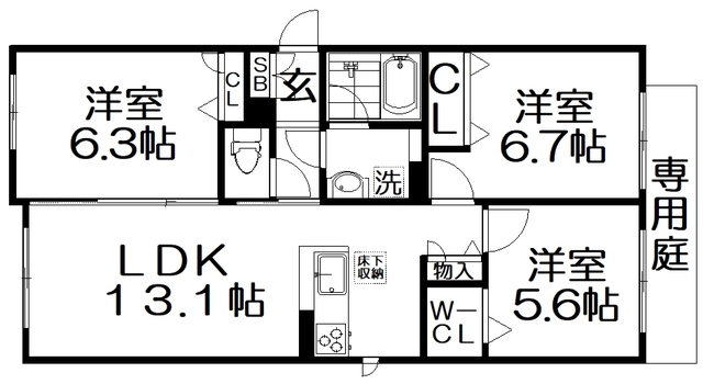 プリムローズくずはIII番館の間取り