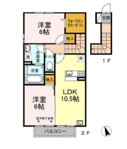 岡山市南区築港新町のアパートの間取り