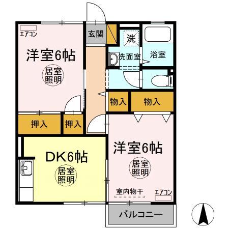 ひたちなか市大字中根のアパートの間取り